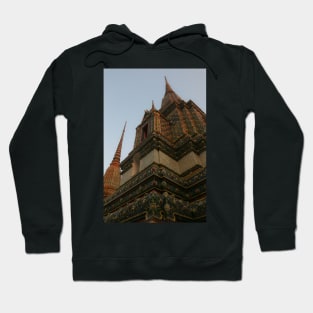 Unusual low angle view of a Buddha pagoda against clear sky. Hoodie